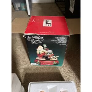 Vintage Santas Best Animated Music Box Christmas Santa Claus Wind Up Decor 1993